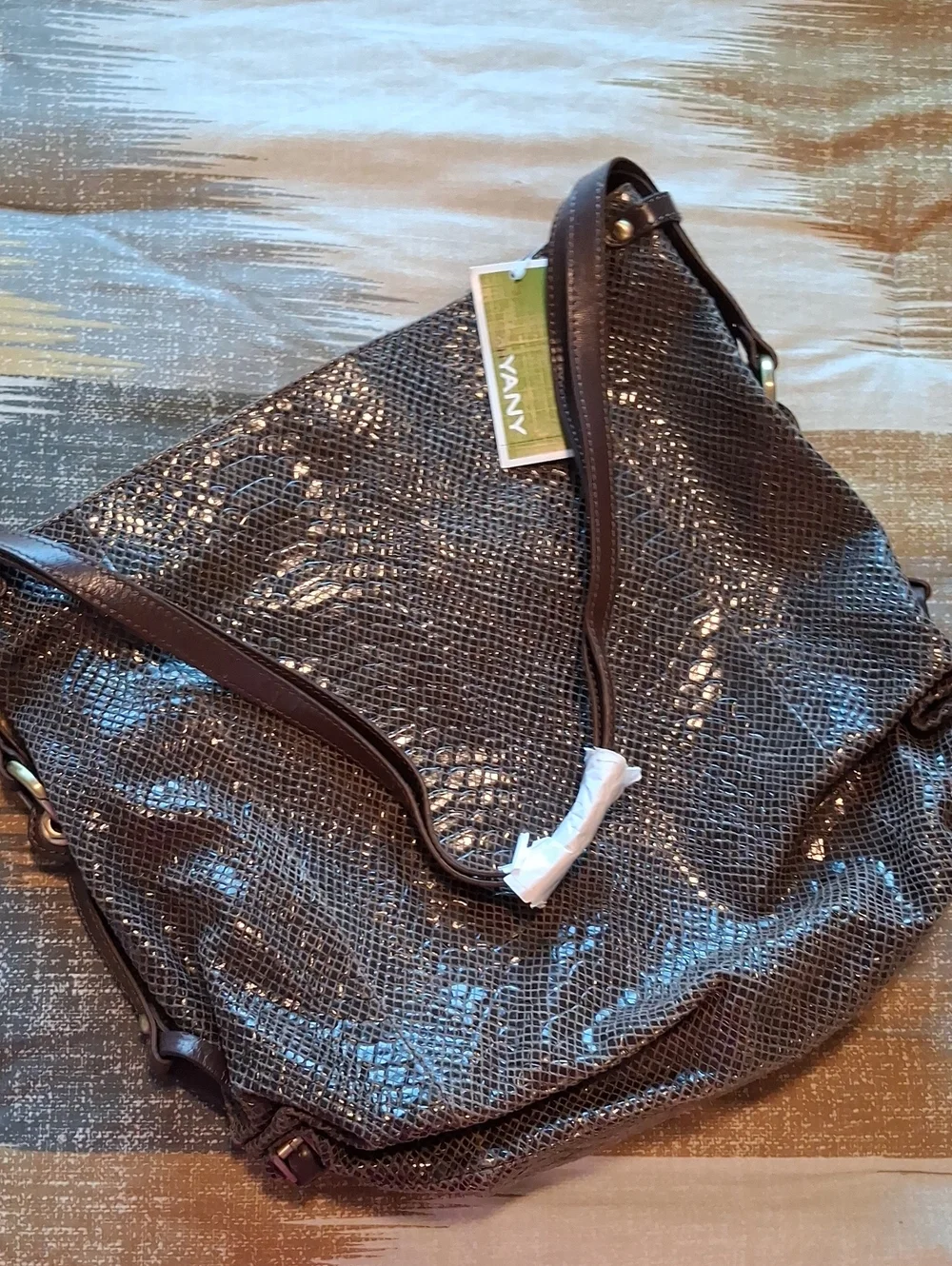 NWT ** OrYANY Brown/Taupe Snakeskin Embossed Hobo Shoulder Bag